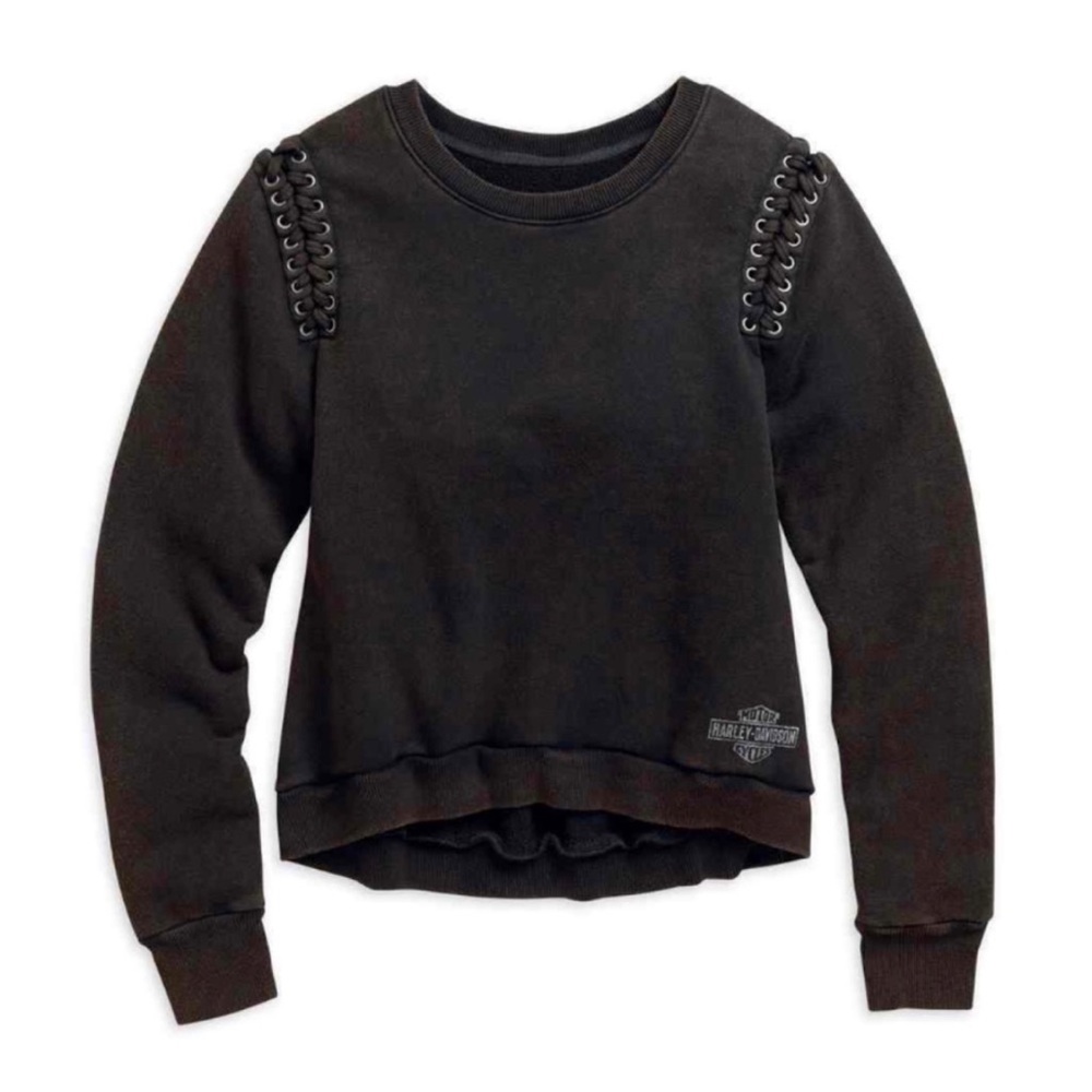 Harley Davidson Sun Faded Wing Lace Shoulder Top
